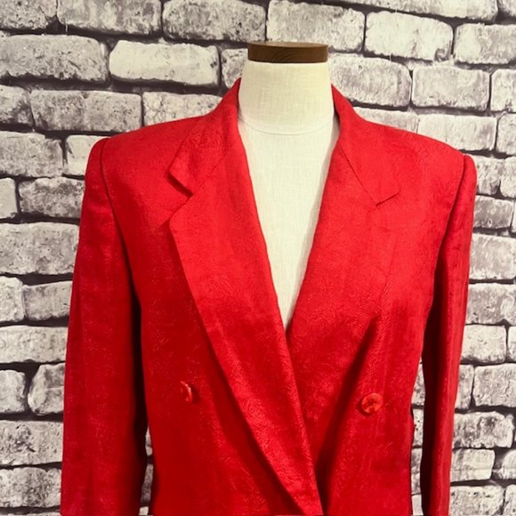 Liz Claiborne Red Double Breasted Long Sleeve Jacket Size 6 - Picture 2 of 10
